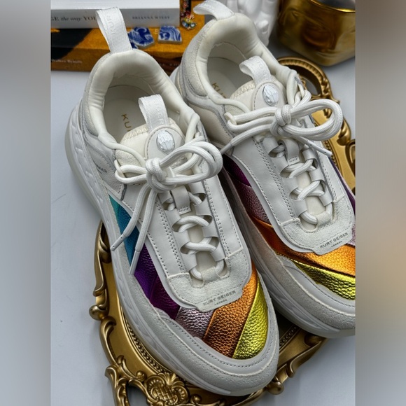 🆕 KURT GEIGER LONDON 🧿 NWOB Kensington Pump Sneaker - White Multi - Sz 39 - Picture 10 of 16